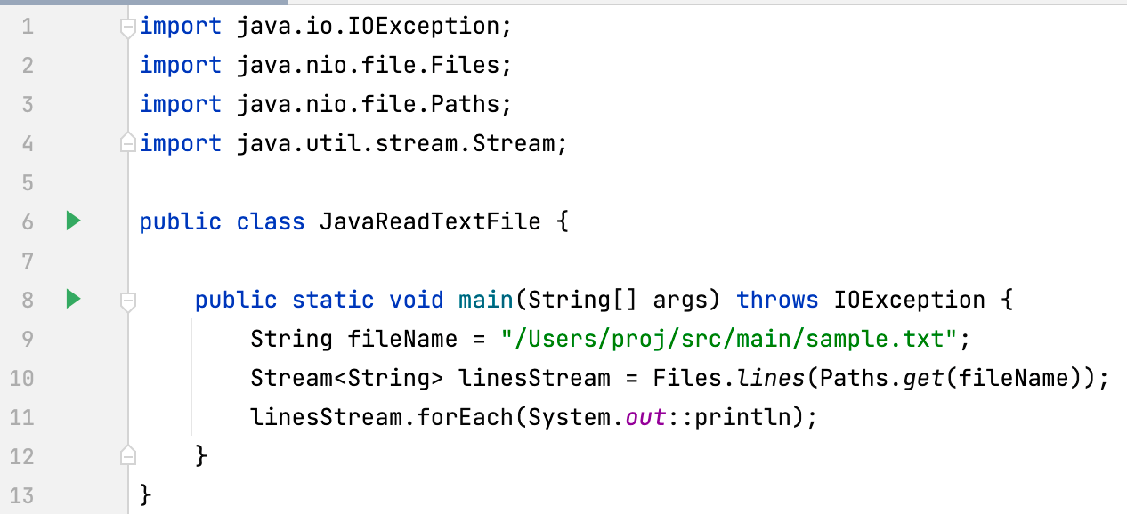 3 Examples to read a text file line by line using java